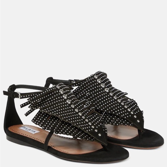 ALAÏA
Embellished suede thong sandals with Box. - Picture 1 of 13